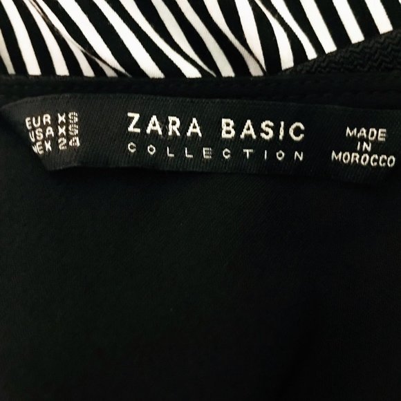 Zara XS Navy Striped Hem Mixed Media Long Sleeve Top - Picture 6 of 7